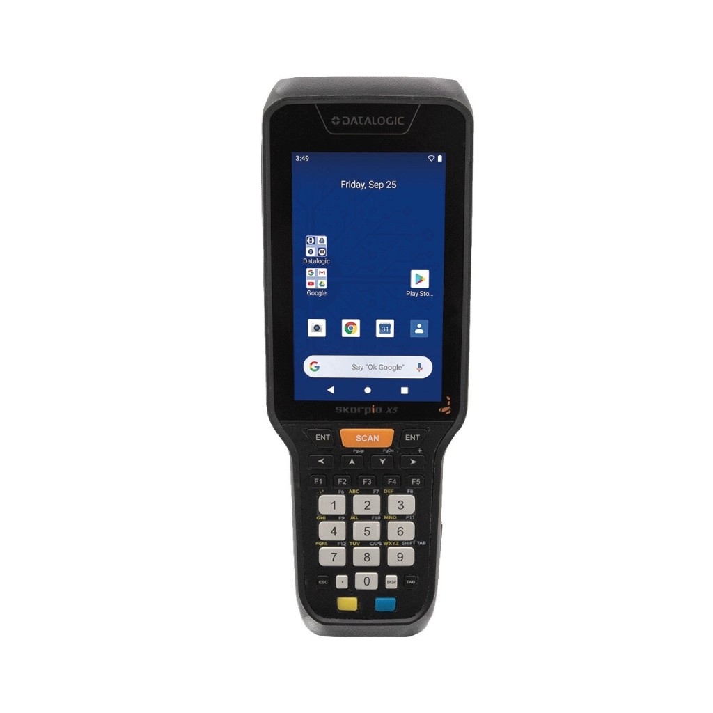 Datalogic Skorpio X5 Terminal portable - 2D imageur - Clavier 28 touches numériques - Noir -Poignée pistole t - SR - BT, Wifi, NFC - Android10