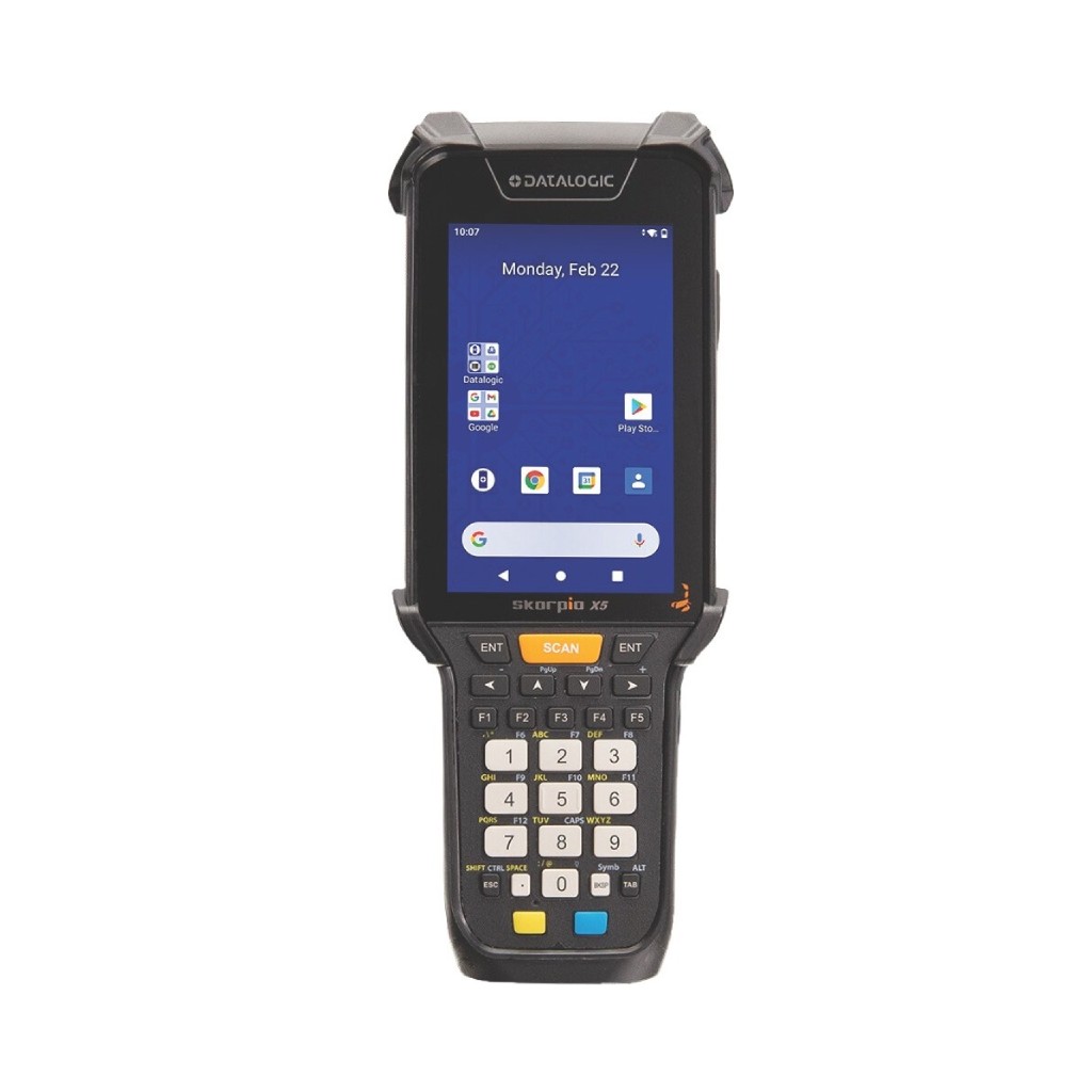 Datalogic Skorpio X5 Terminal portable - 2D imageur - Clavier 28 touches numérique - Noir -Poignée pistolet - XLR - BT - Wifi - NFC - Android10