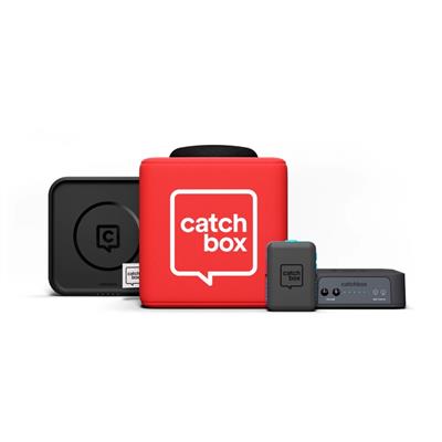 Catchbox Plus Systeem met 1 microfoon voor de deelnemer en 1 voor de presentator + 1 draadloze oplader met reisetui zonder gepersonaliseerde hoes