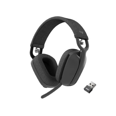 Logitech Zone Vibe 125 - Lichtgewicht draadloze headset met USB-ontvanger, geschikt voor kantoor en telewerken - Teams Version - EU, Graphite
