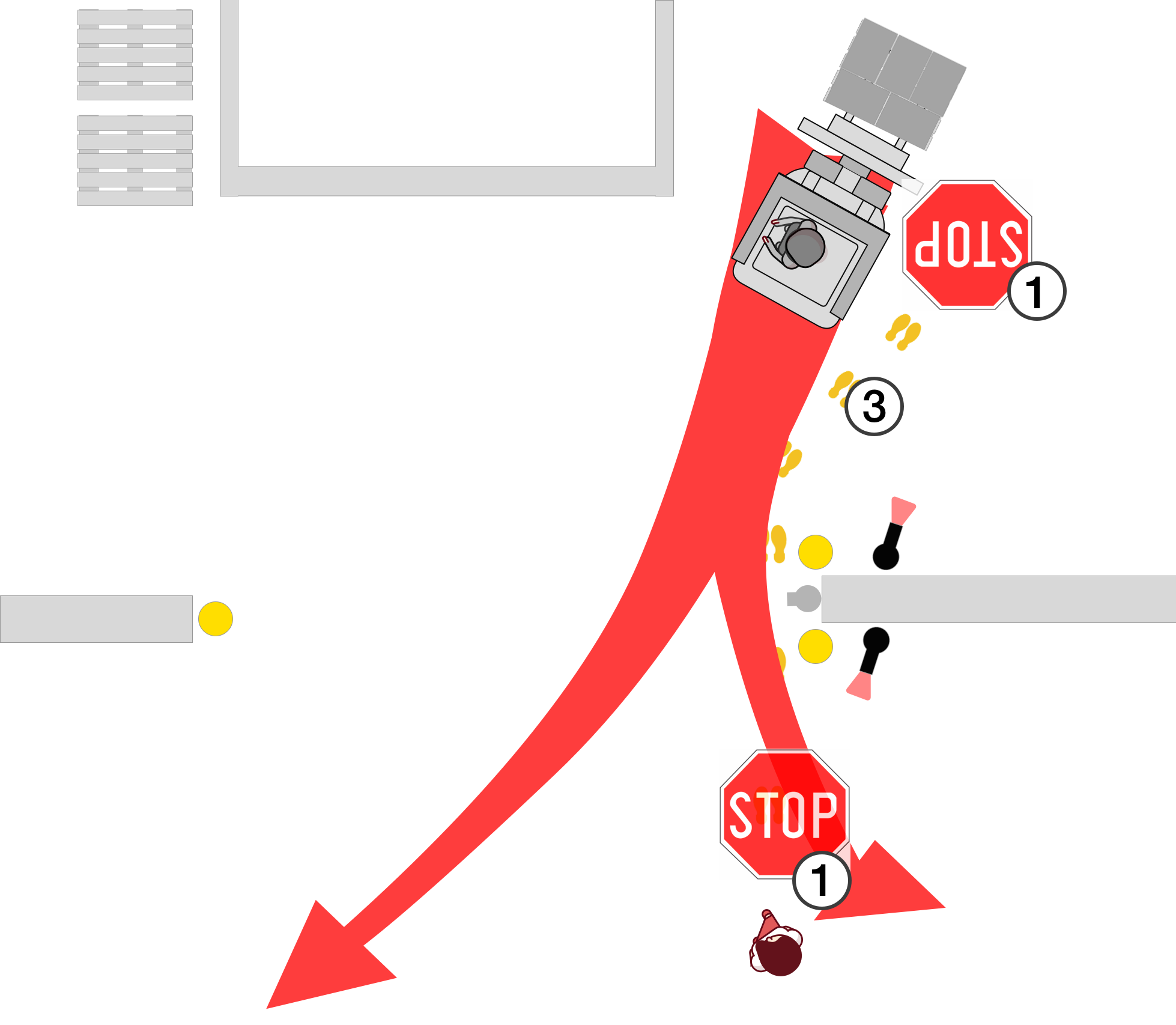 Projection d'un GOBO STOP pour arrêter le magasinier