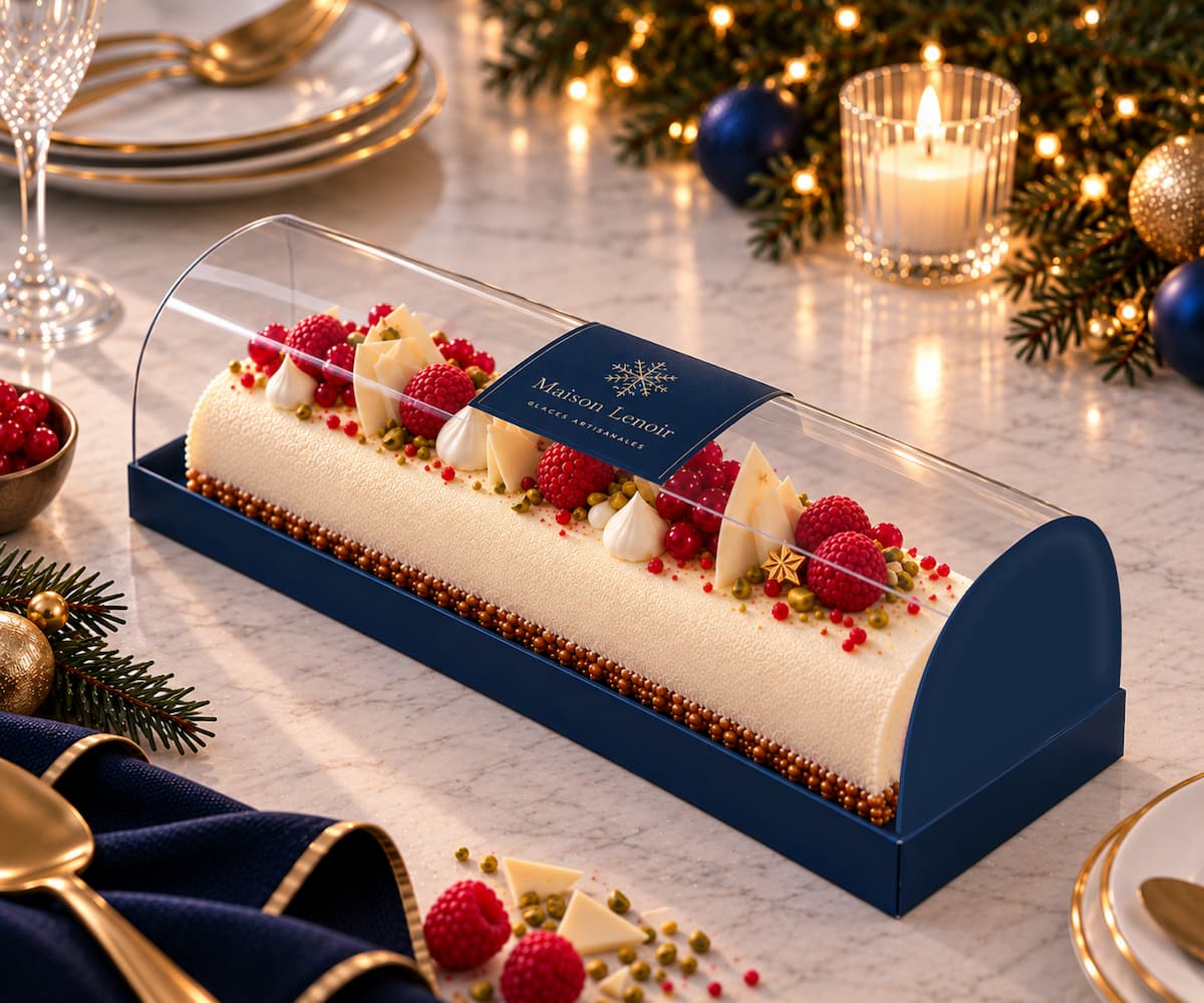 Étiquette emballage bûche glacée